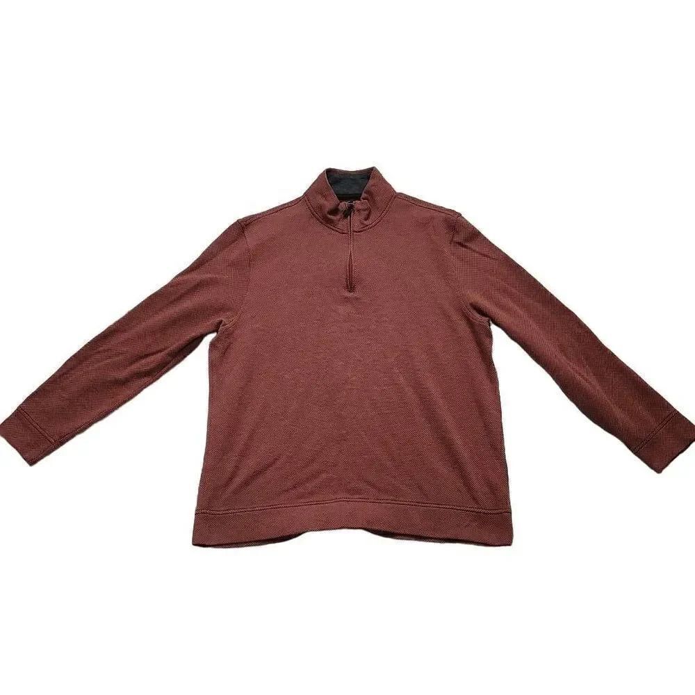 Tasso Elba Men's Size XL Orange Rust Long Sleeve 1/4 Zip Pullover